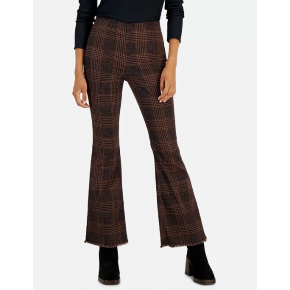 Tinseltown Size 5/27 Brown Black Plaid Hi-Rise Flare Stretchy